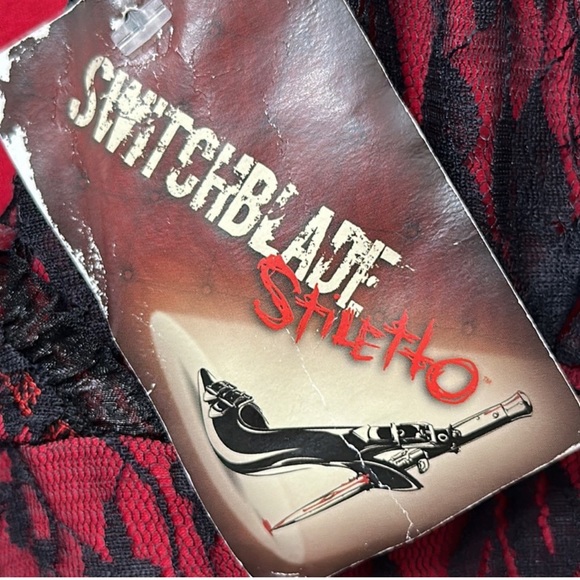 Switchblade Stiletto Red & Black Lace Bodycon Maxi Dress - Picture 6 of 12